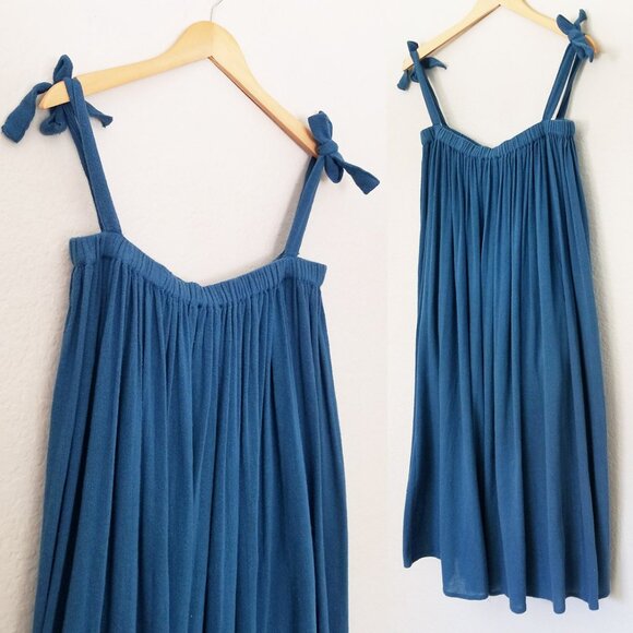 NEW World Market Teal Blue Textured Cotton Ruffle Convertible Skirt Dress OS $40 - Picture 14 of 15